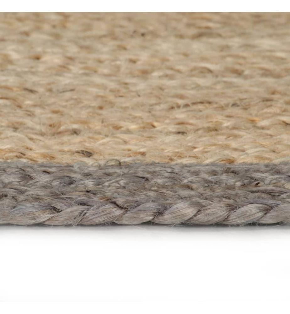 Teppich Handgefertigt Jute mit Grauem Rand 120 cm