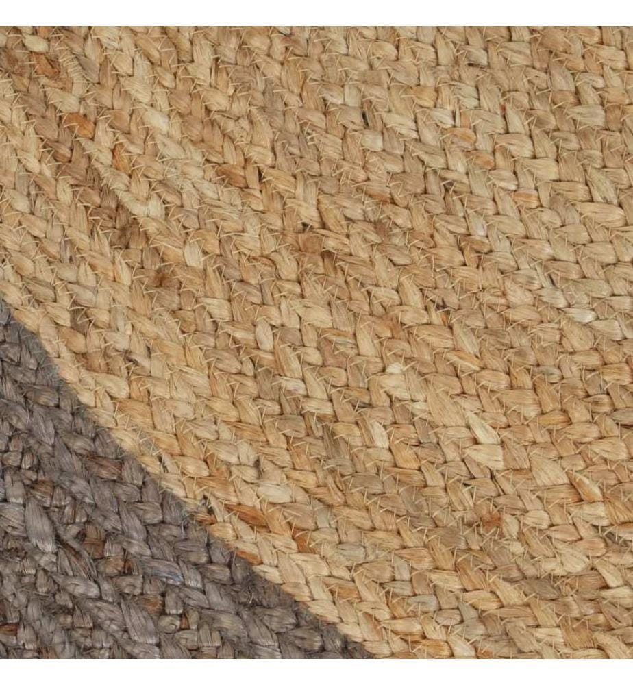 Teppich Handgefertigt Jute mit Grauem Rand 120 cm