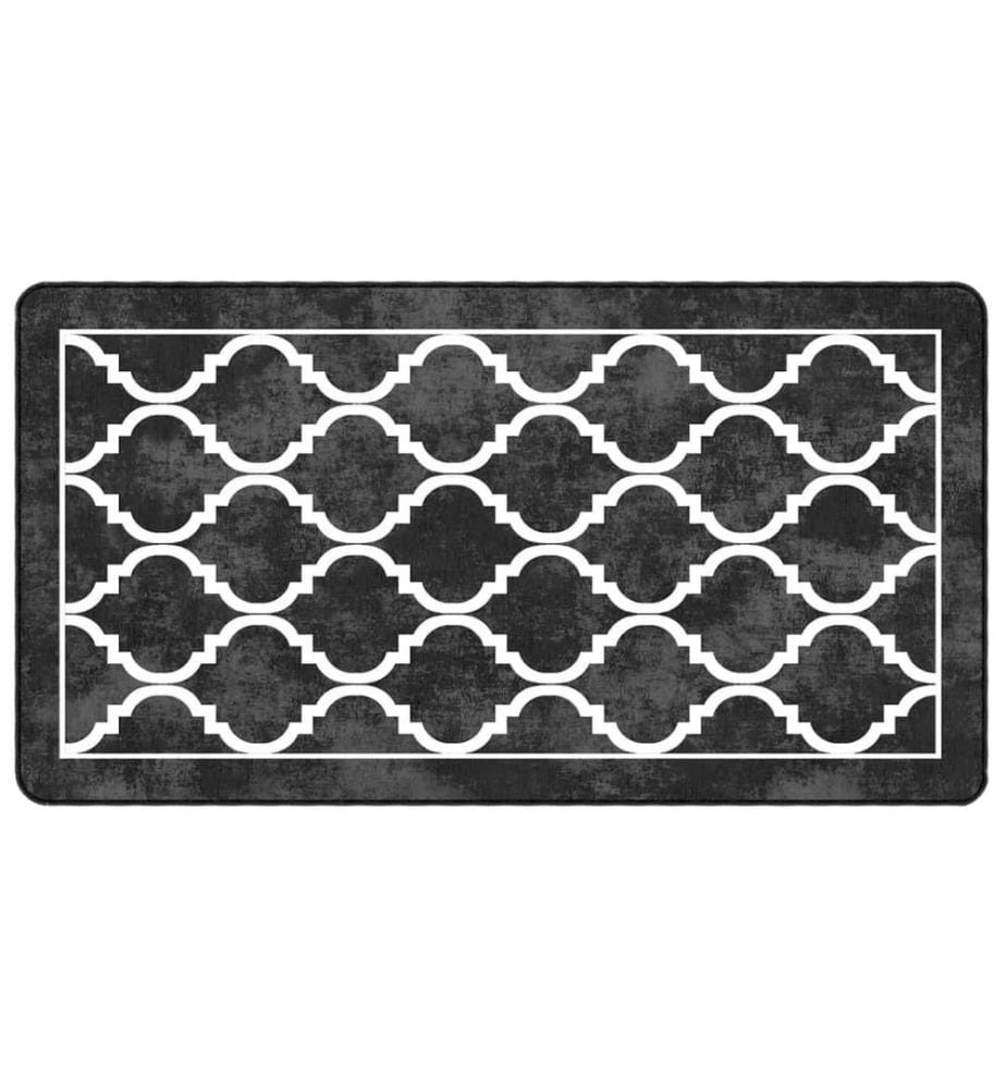 Teppich Waschbar Schwarz und Weiss 80x150 cm Rutschfest