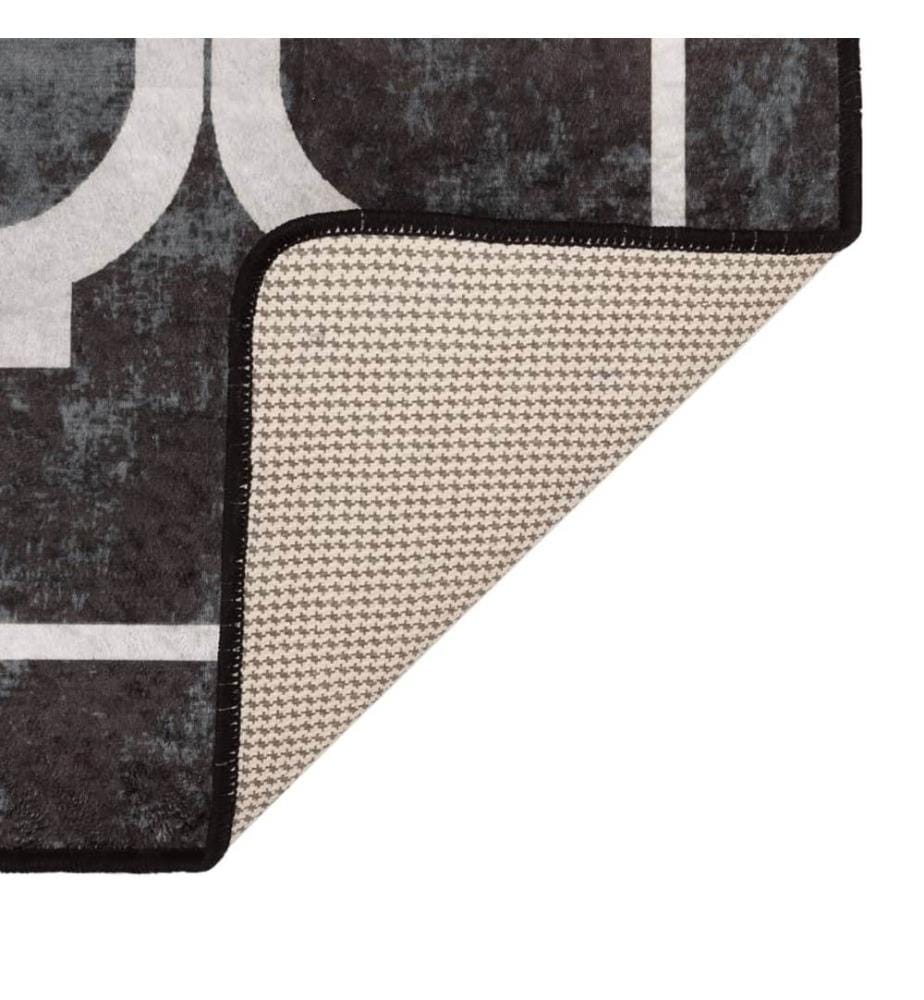 Teppich Waschbar Schwarz und Weiss 80x150 cm Rutschfest