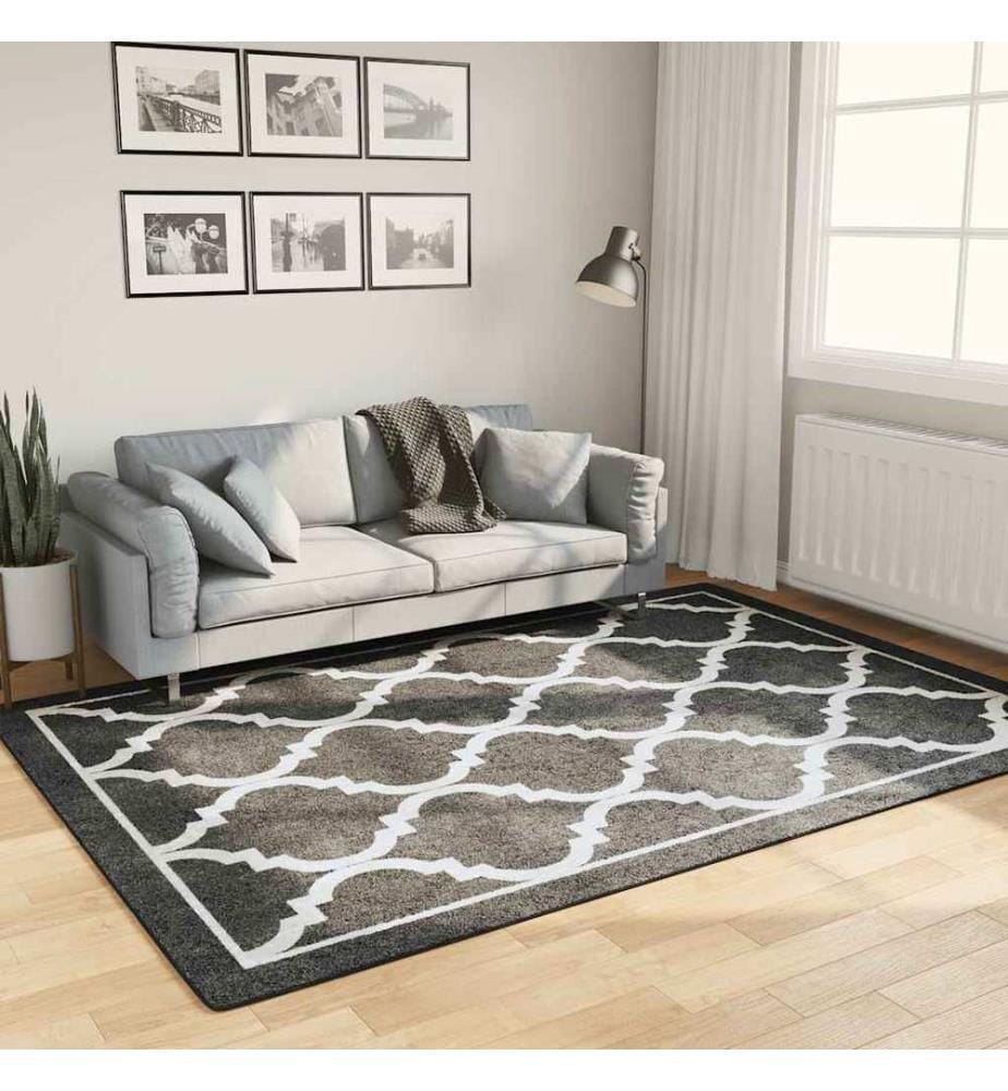 Teppich Waschbar Schwarz und Weiss 160x230 cm Rutschfest