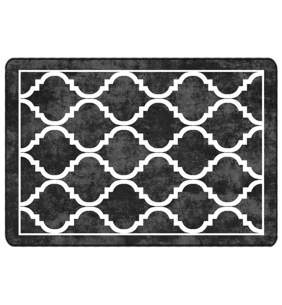 Teppich Waschbar Schwarz und Weiss 160x230 cm Rutschfest