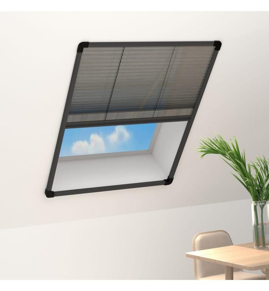 Insektenschutz-Plissee für Fenster Aluminium Anthrazit 80x100cm
