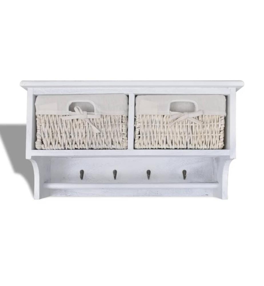 Porte-manteau Blanc 60x23,5x33 cm Bois de Paulownia