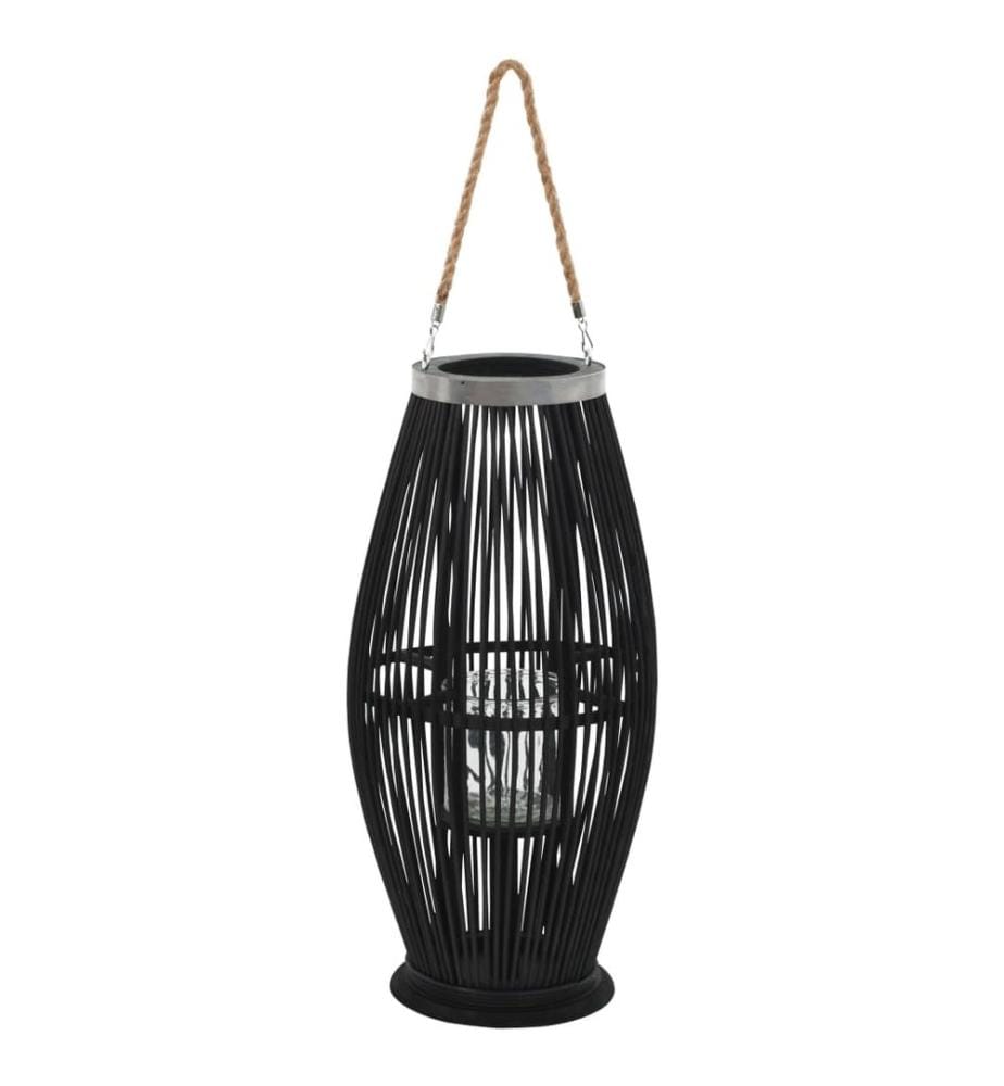 Hängender Kerzenleuchter Bambus Schwarz 60 cm