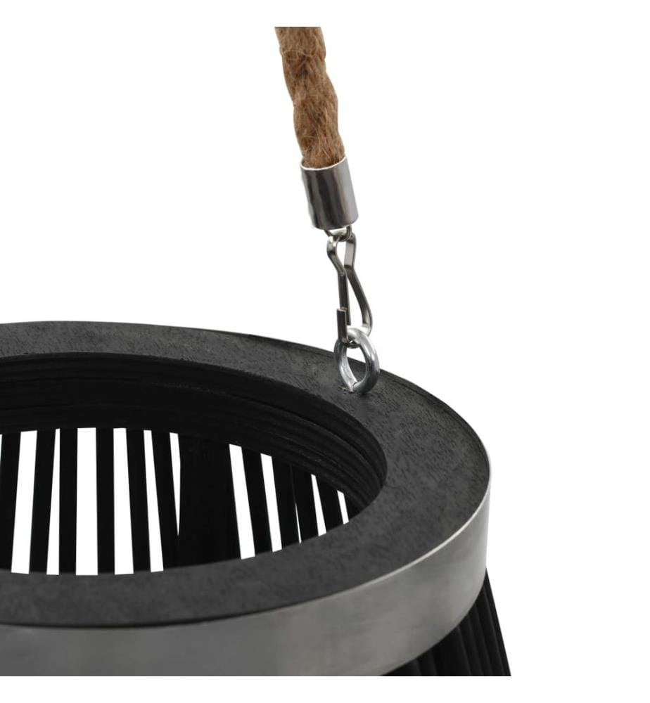 Hängender Kerzenleuchter Bambus Schwarz 60 cm