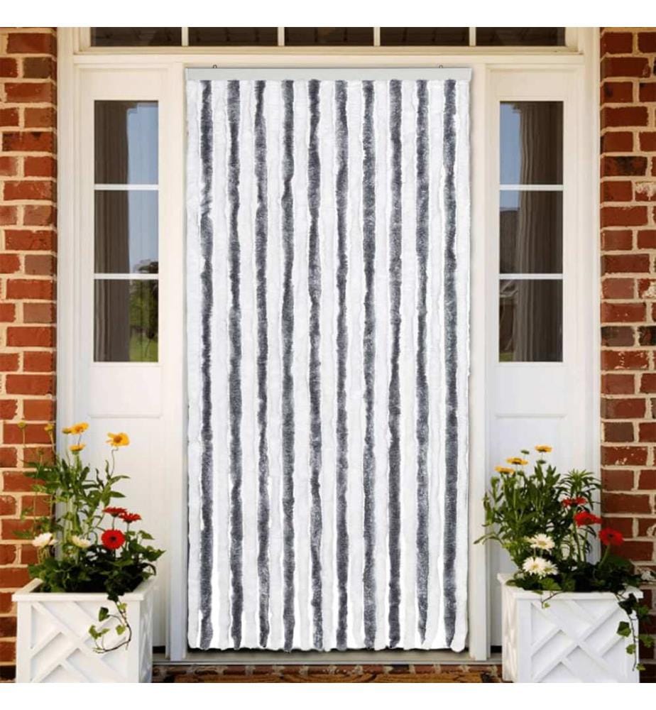 Insektenschutz-Vorhang Grau und Weiss 90x200 cm Chenille