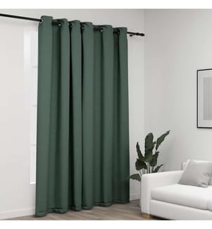 Rideau occultant Aspect de lin avec oeillets Vert 290x245 cm