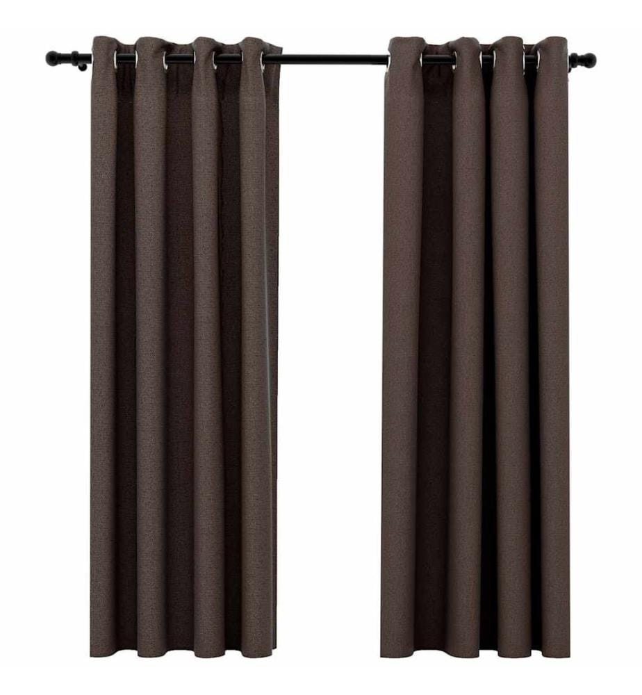 Rideaux occultants Aspect lin avec oeillets 2pcs Taupe 140x175cm