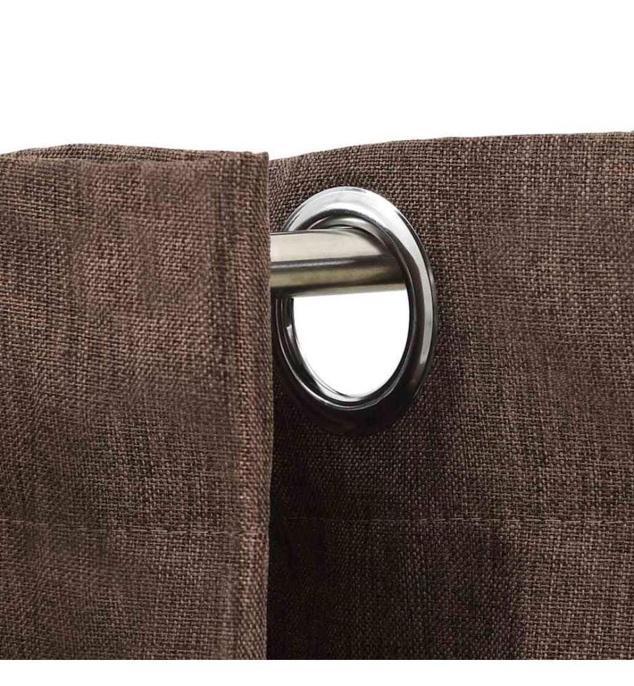Rideaux occultants Aspect lin avec oeillets 2pcs Taupe 140x175cm