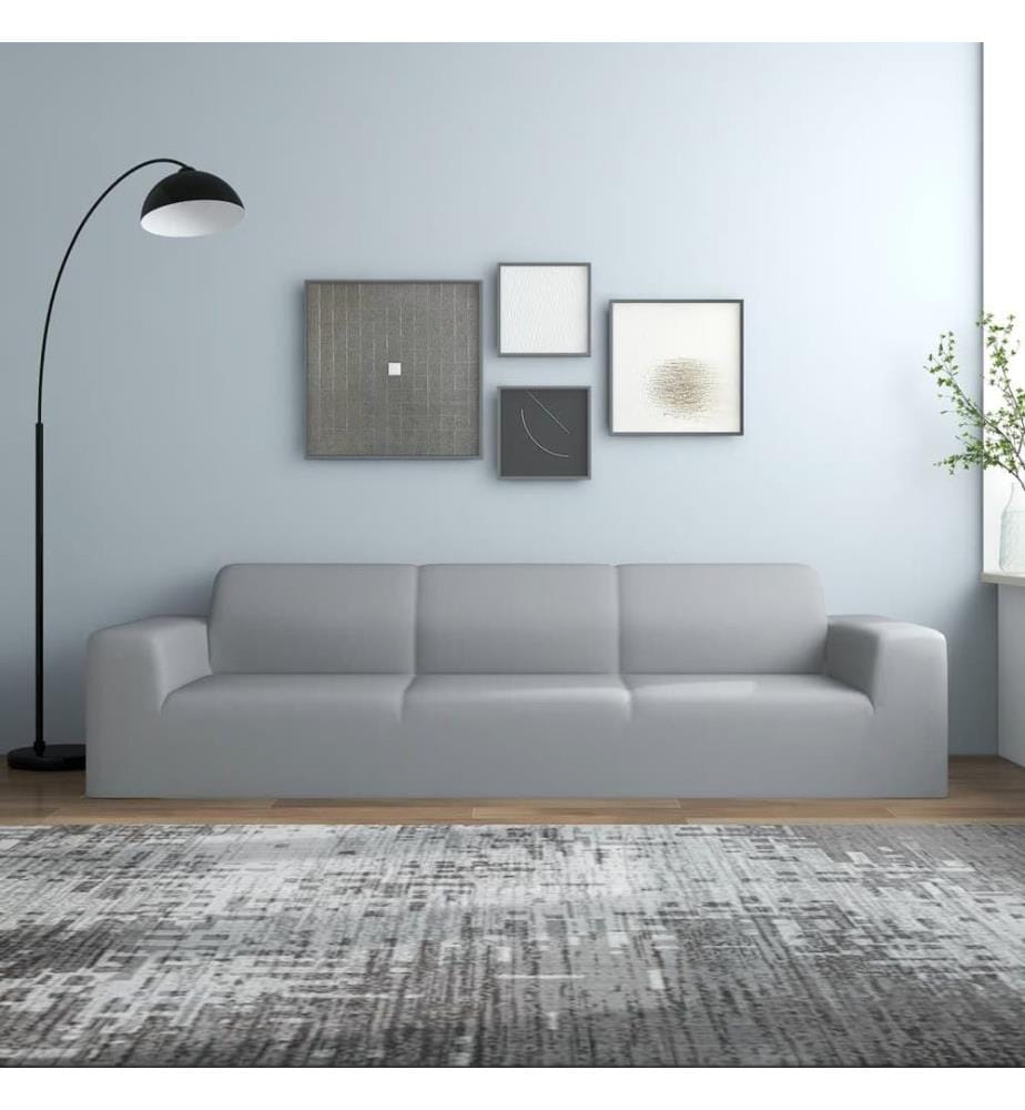 Stretch Sofahusse 4-Sitzer Grau Polyester-Jersey