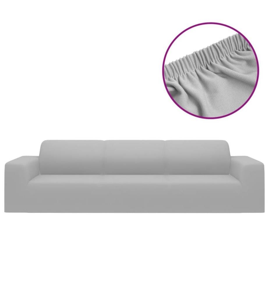 Stretch Sofahusse 4-Sitzer Grau Polyester-Jersey