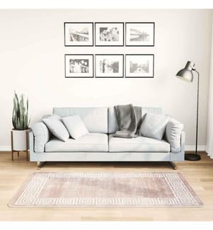 Teppich Waschbar 80x150 cm Beige Rutschfest