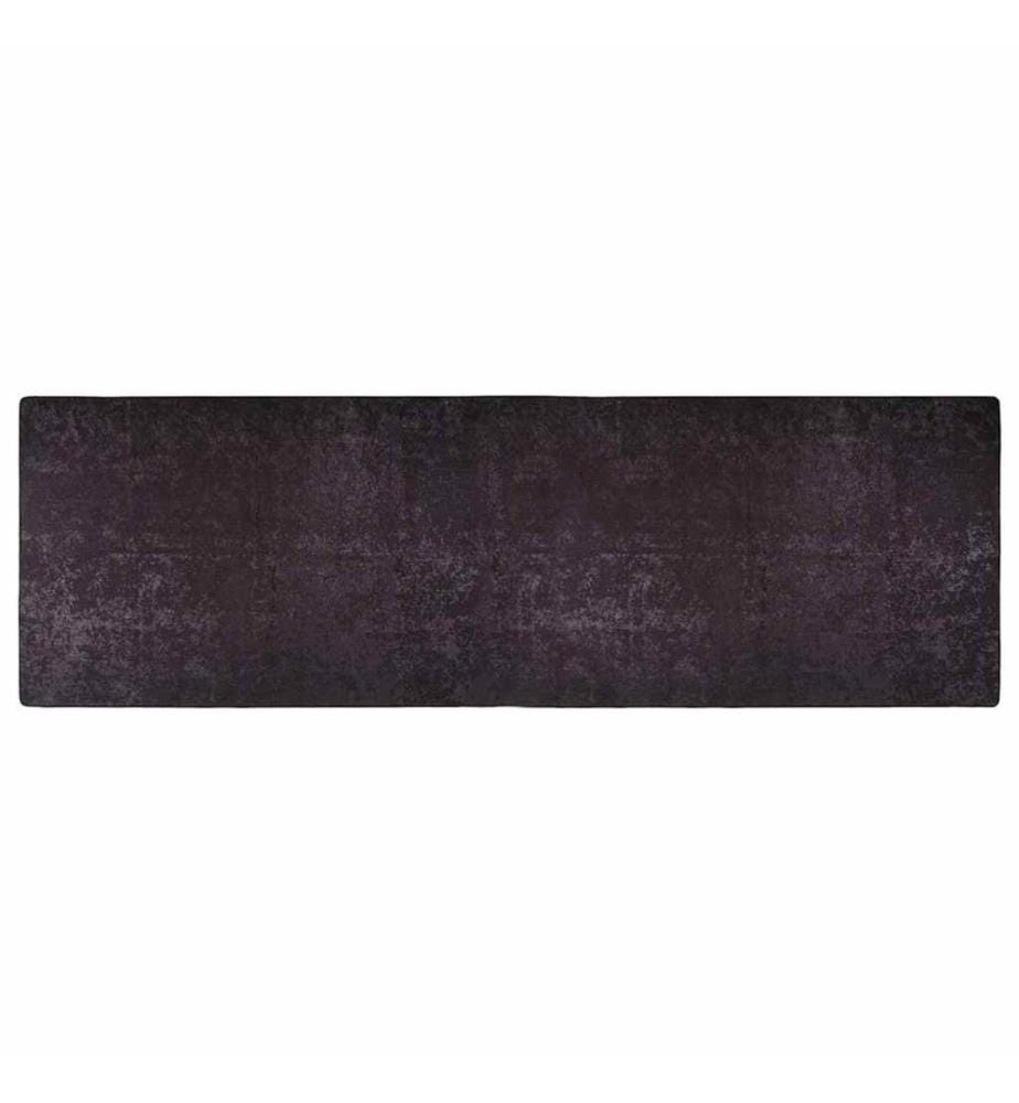 Teppich Waschbar 80x300 cm Anthrazit Rutschfest
