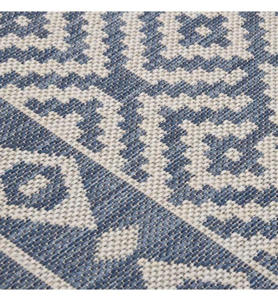 Tapis à tissage plat d'extérieur 160x230 cm Rayures bleues