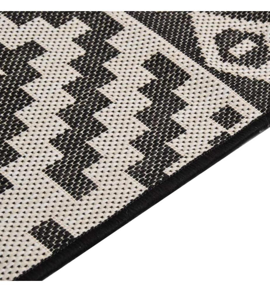 Tapis à tissage plat d'extérieur 120x170 cm Rayures noires