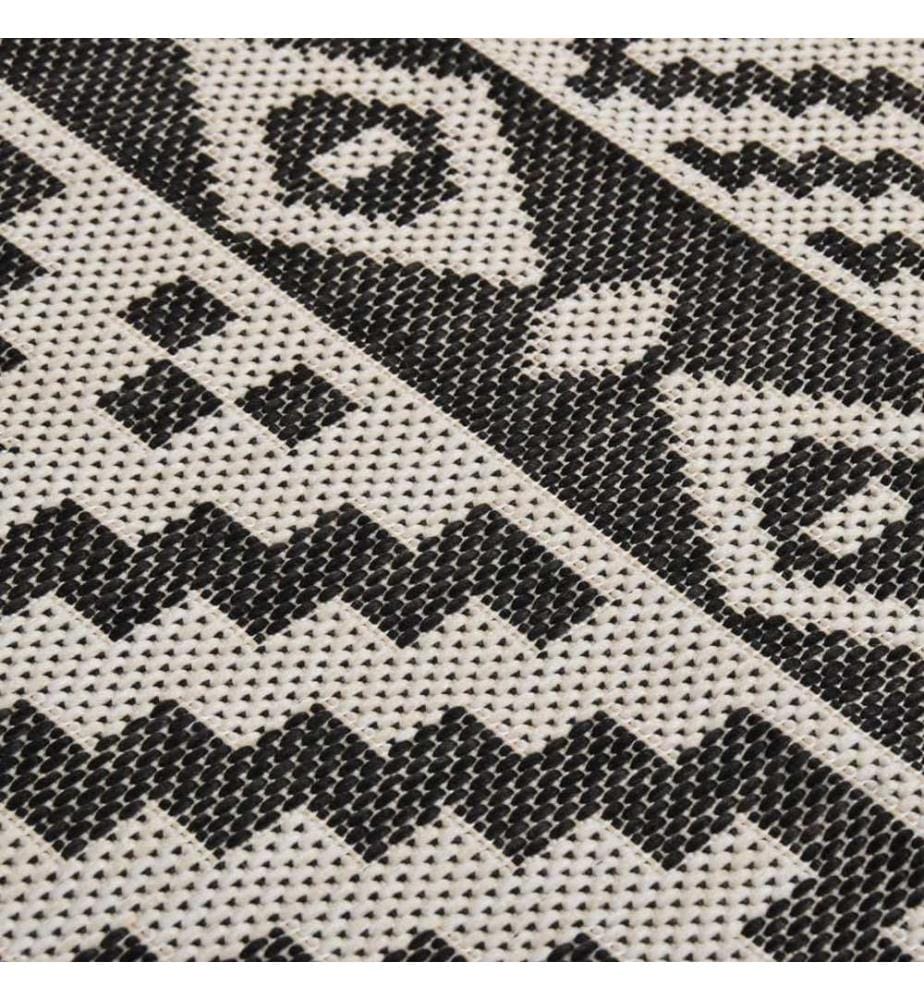 Tapis à tissage plat d'extérieur 120x170 cm Rayures noires