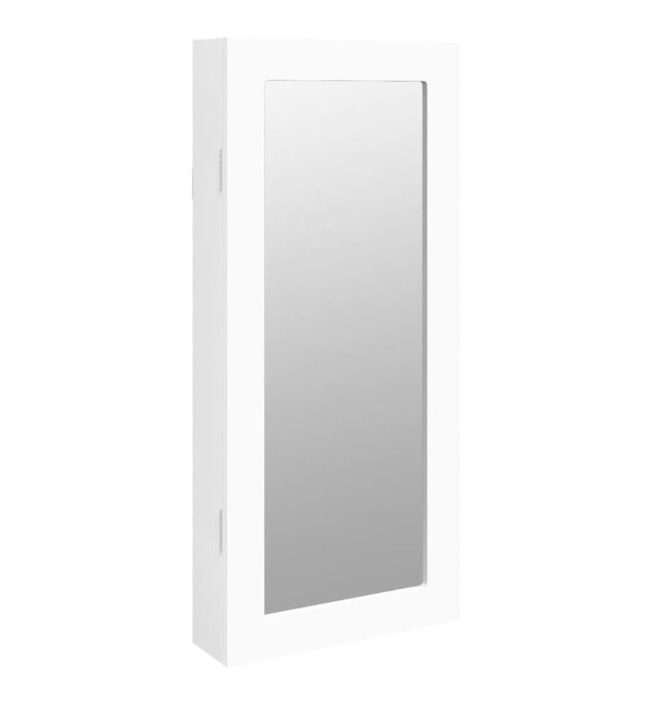 Armoire à bijoux avec miroir murale blanc 30x8,5x67 cm