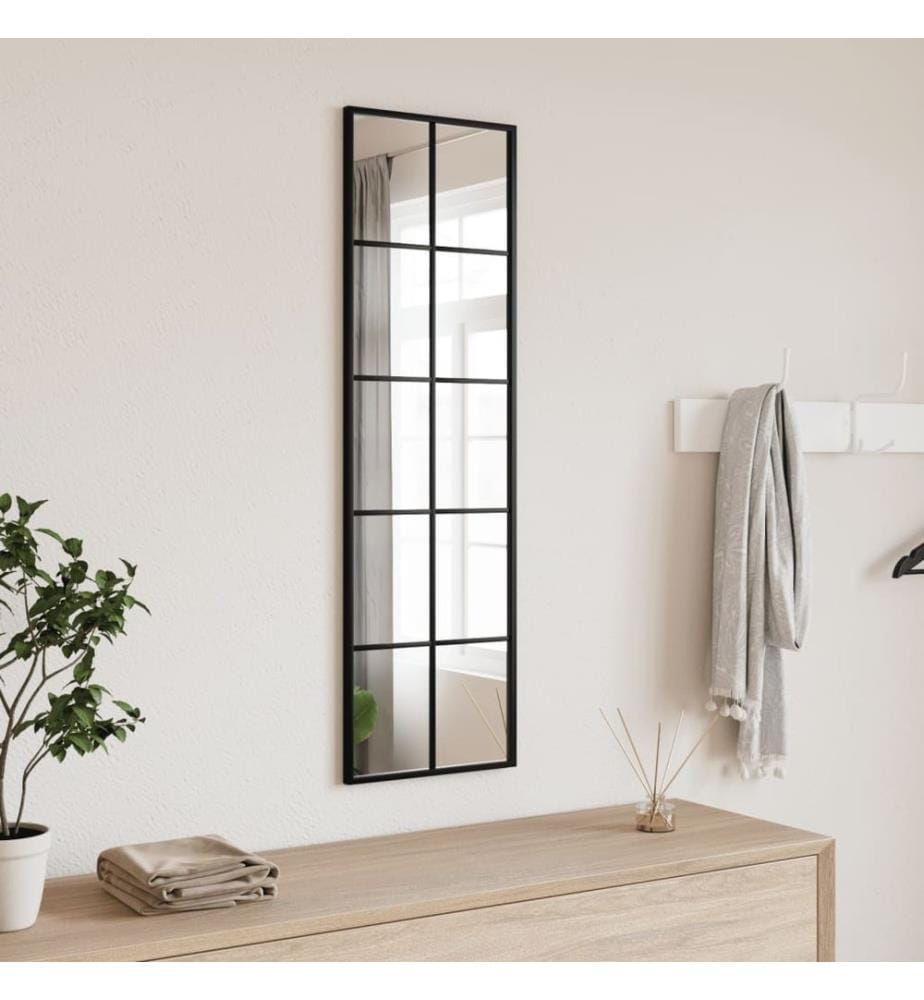 Miroir mural noir 30x100 cm rectangulaire fer