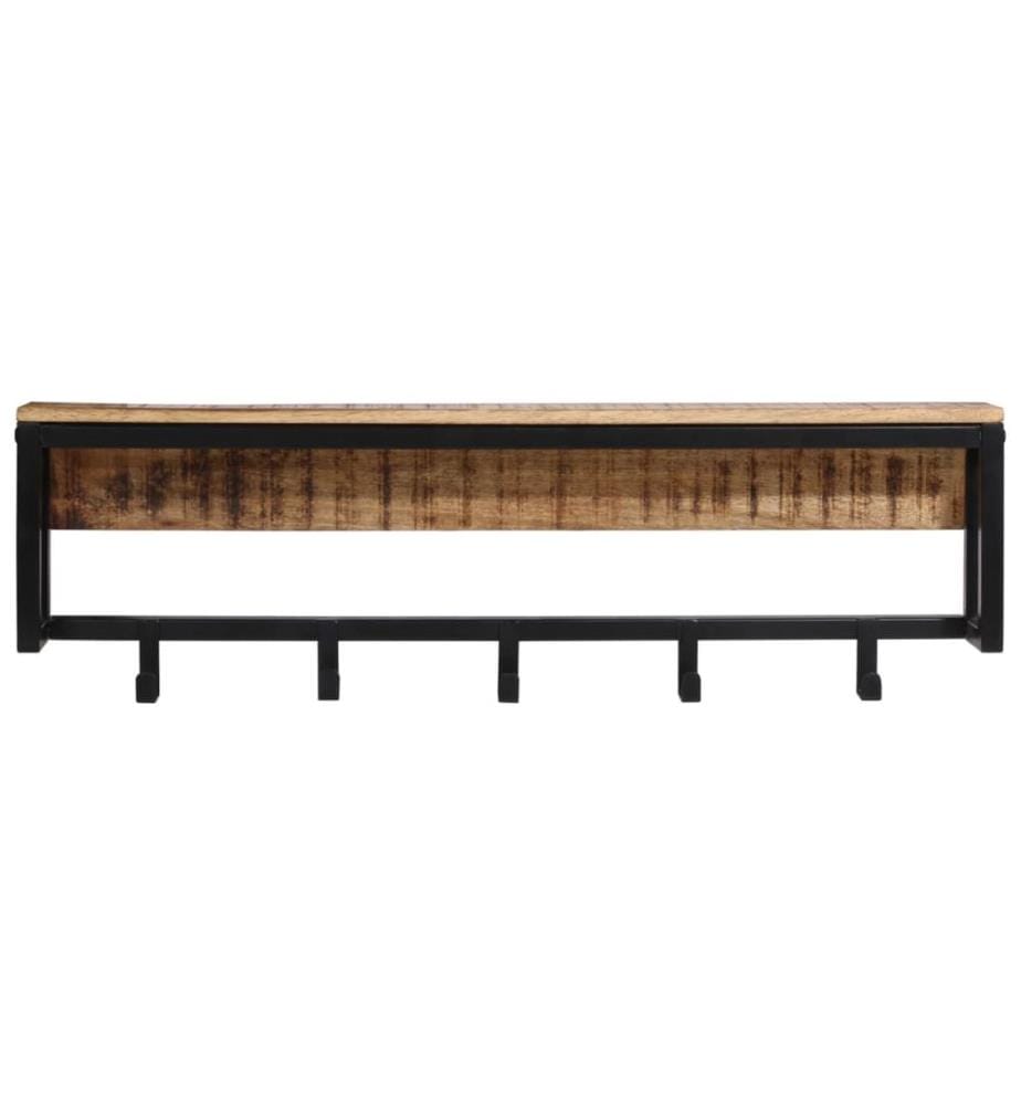 Porte-manteau 87x10x27 cm bois de manguier massif brut