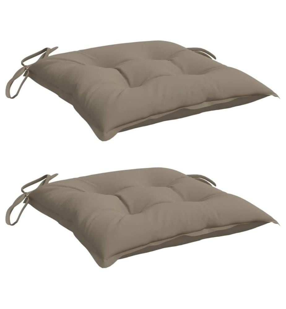 Coussins de chaise lot de 2 taupe 40x40x7 cm tissu oxford