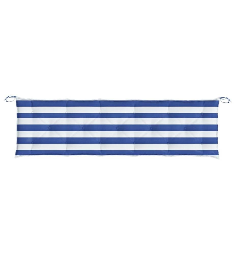 Coussin de banc de jardin rayures bleues et blanches 180x50x7cm