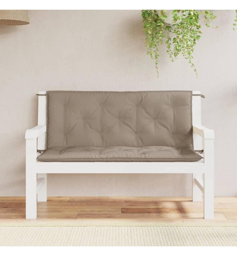Coussins de banc jardin lot de 2 taupe 120x50x7 cm tissu Oxford