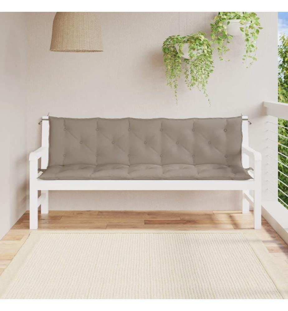 Coussins de banc jardin lot de 2 taupe 180x50x7 cm tissu Oxford