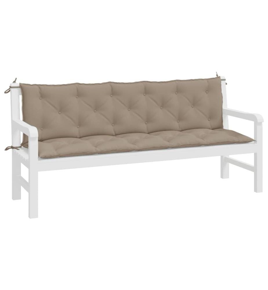 Coussins de banc jardin lot de 2 taupe 180x50x7 cm tissu Oxford