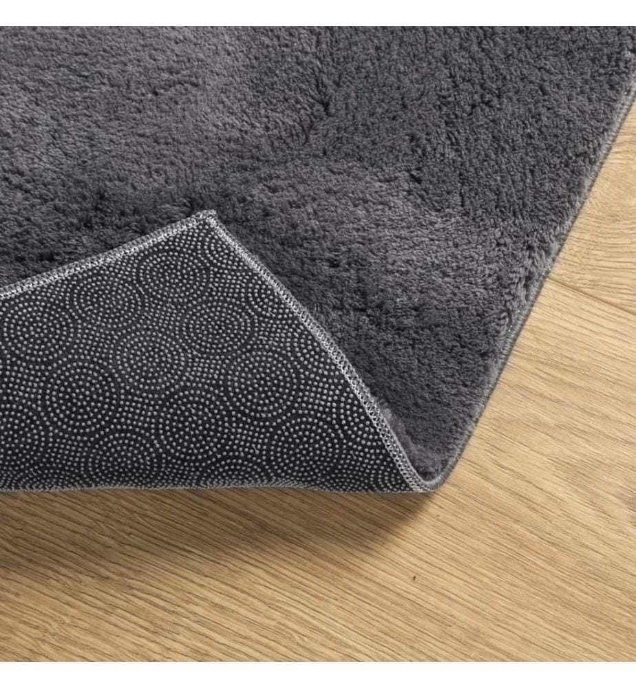 Teppich HUARTE Kurzflor Weich und Waschbar Anthrazit 80x250 cm
