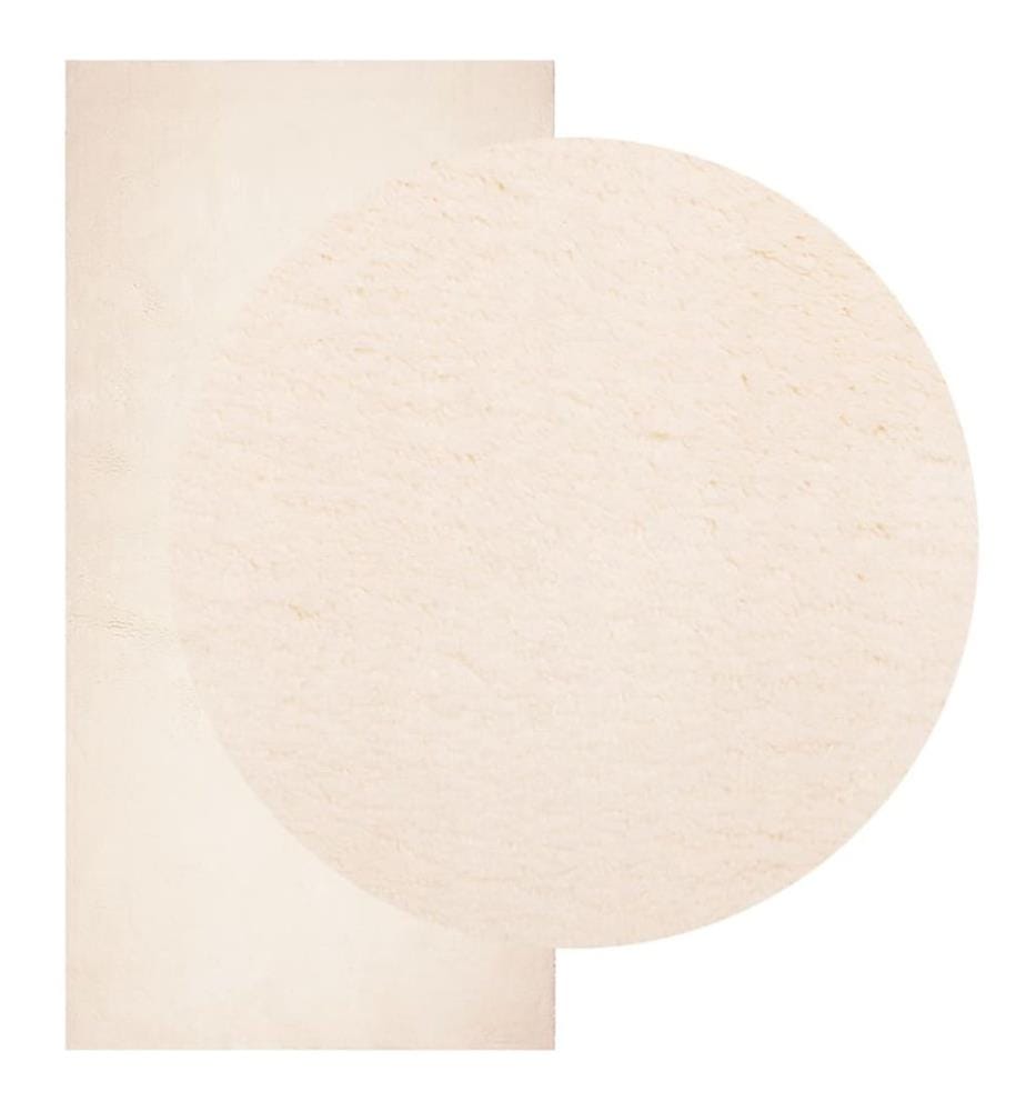 Tapis à poils courts doux et lavable beige 100x200 cm