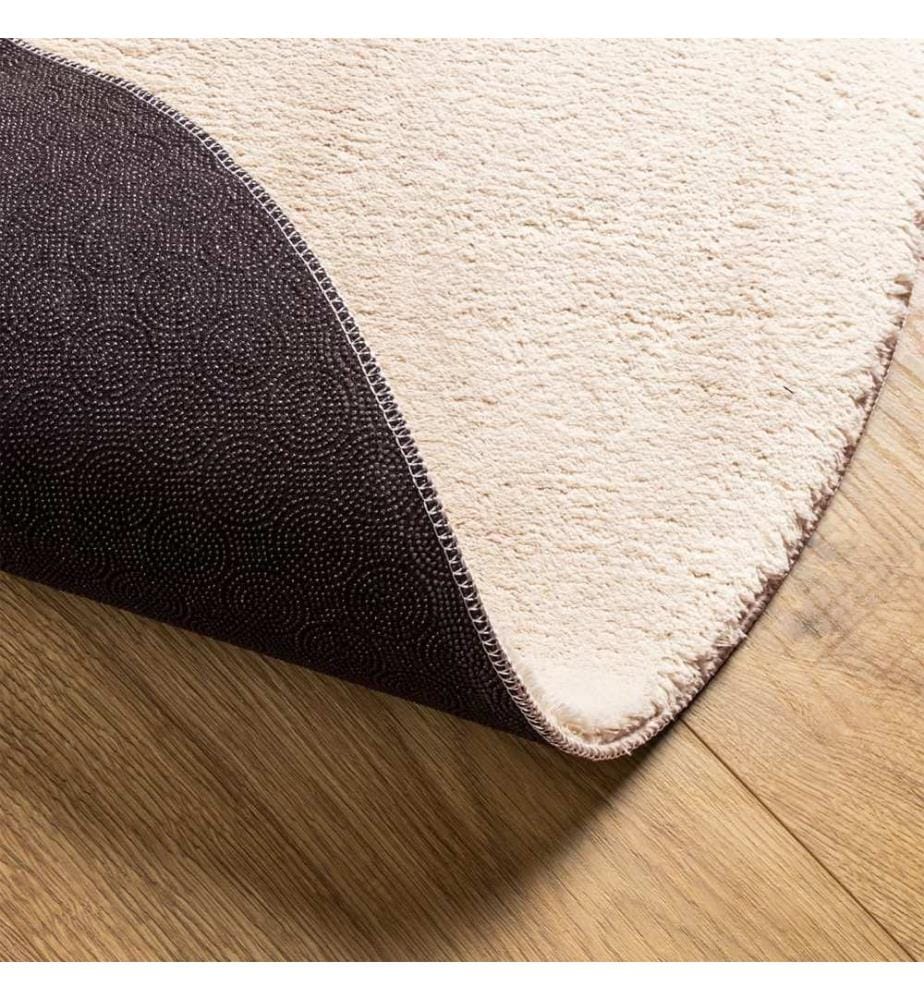 Tapis à poils courts doux et lavable beige Ø 100 cm