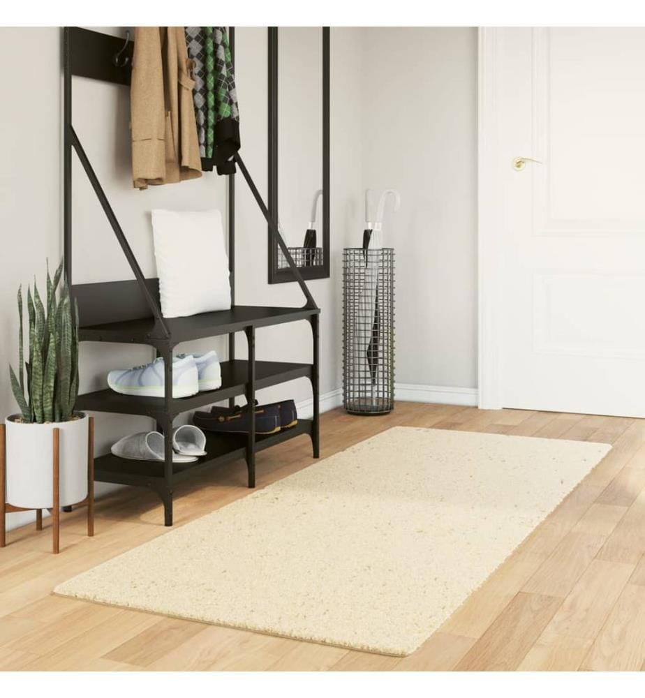 Teppich HUARTE Kurzflor Weich und Waschbar Creme 80x200 cm