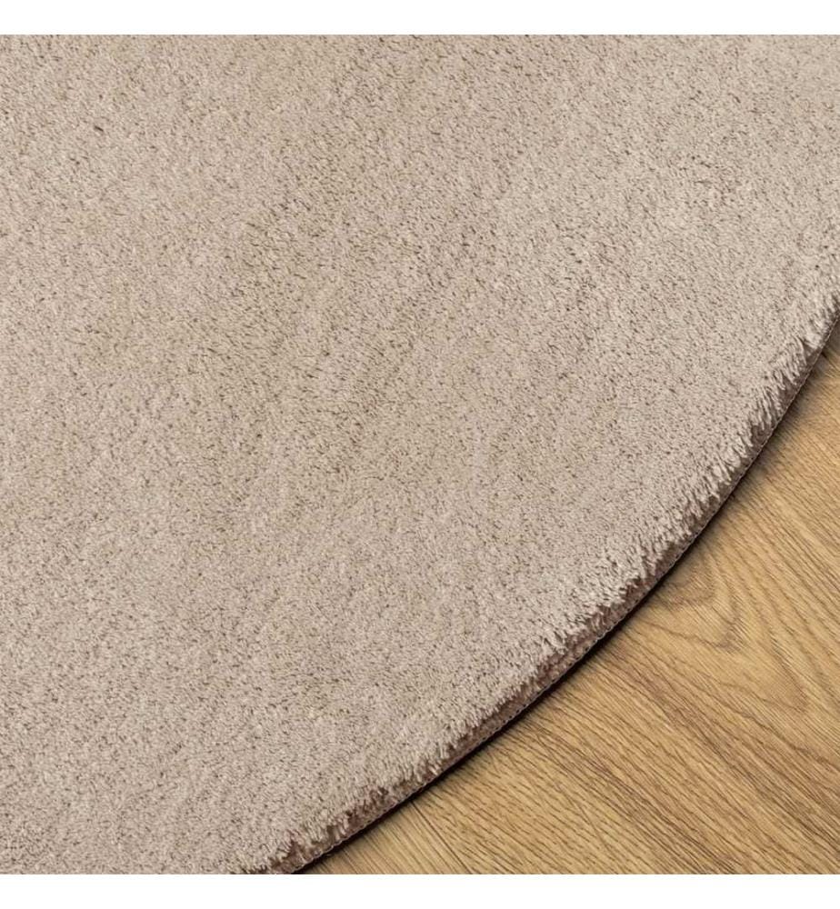 Teppich HUARTE Kurzflor Weich und Waschbar Sandfarben Ø 160 cm