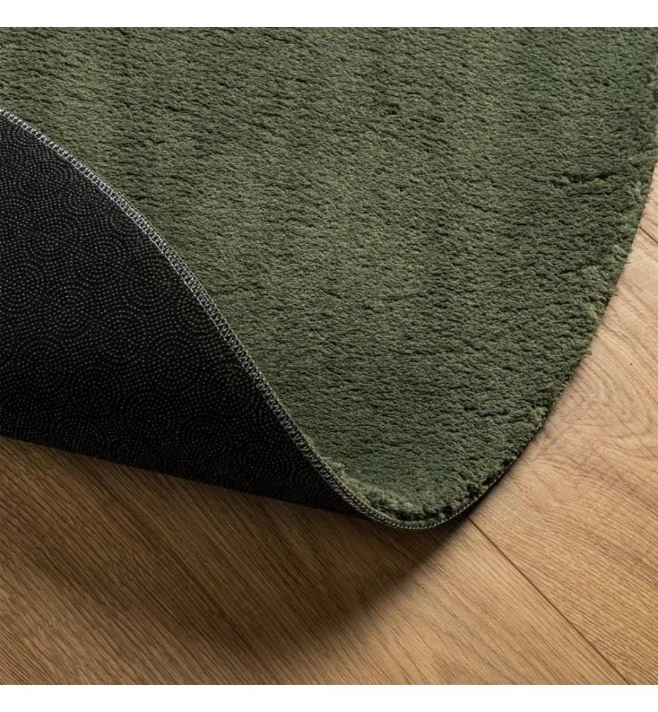 Tapis à poils courts doux et lavable vert forêt Ø 120 cm