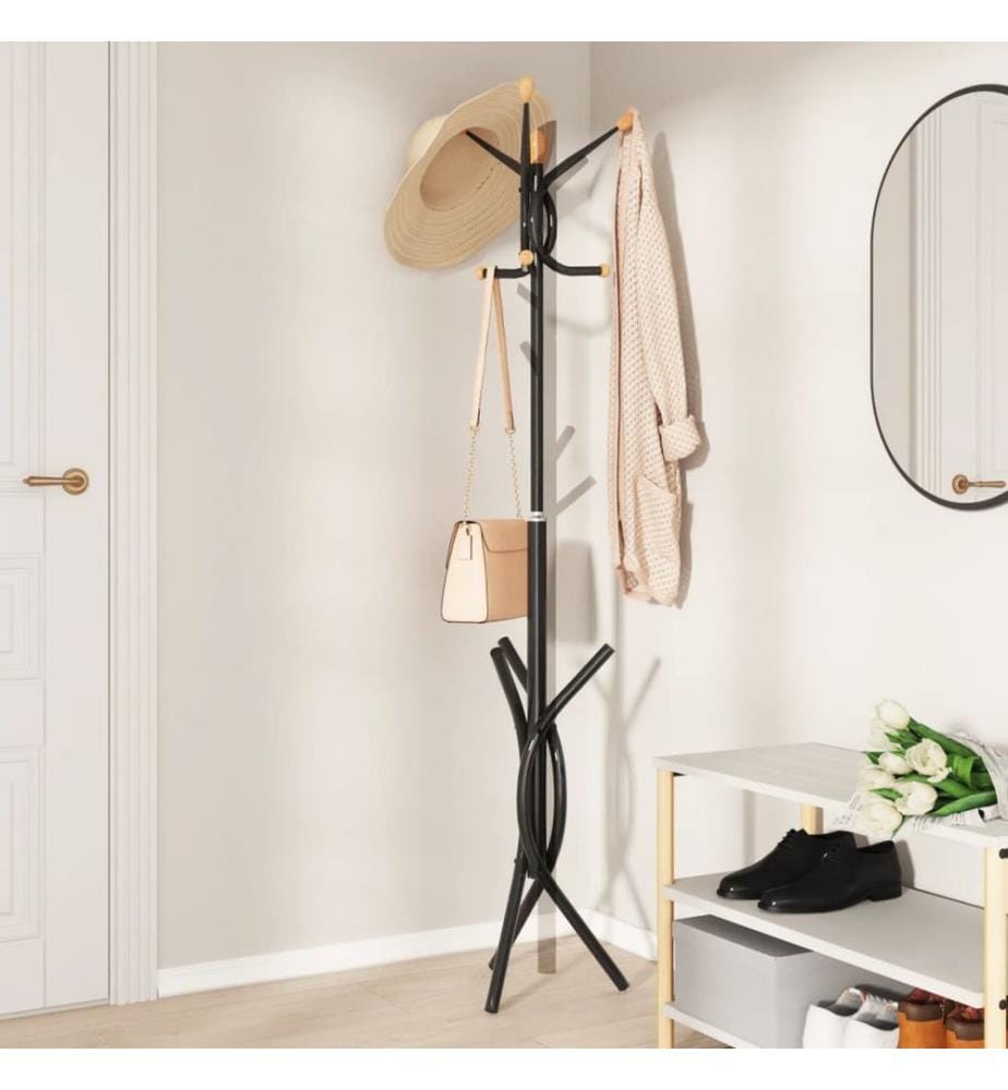 Porte-manteau noir 176 cm fer enduit de poudre