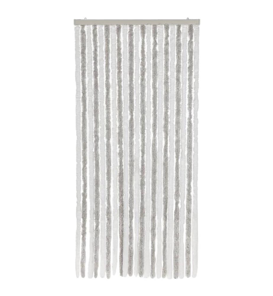 Rideau anti-mouches gris clair et blanc 90x200 cm chenille