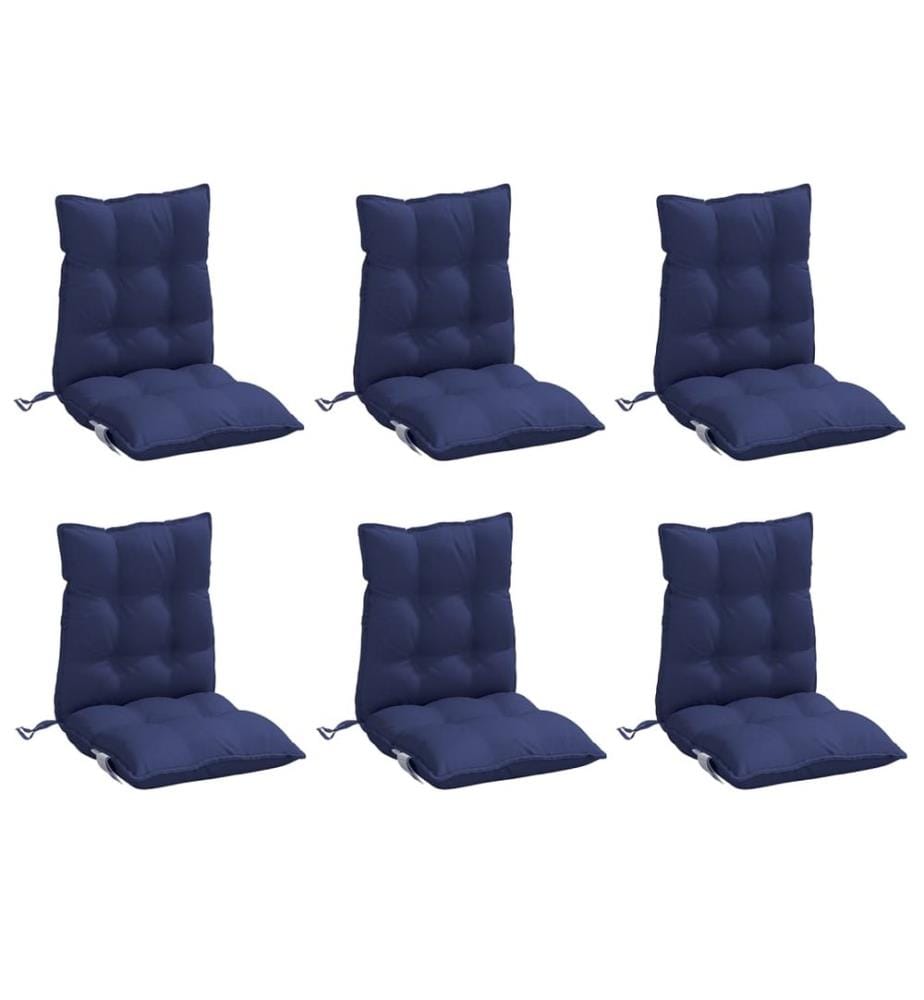 Coussins de chaise à dossier bas lot de 6 bleu marine
