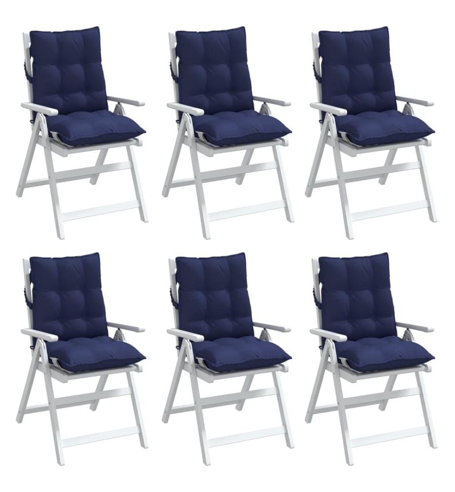 Coussins de chaise à dossier bas lot de 6 bleu marine