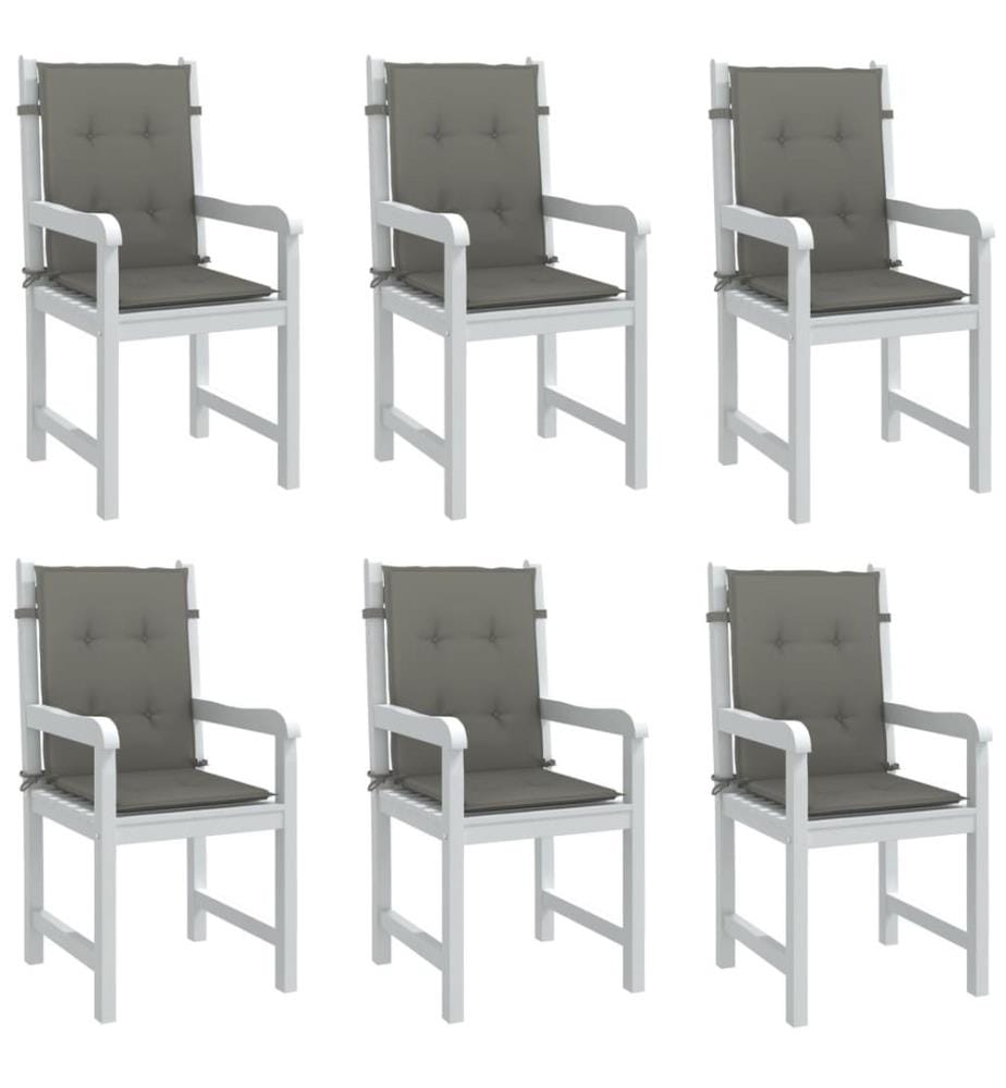 Niedriglehner-Auflagen 6 Stk. Dunkelgrau 100x50x4 cm Stoff