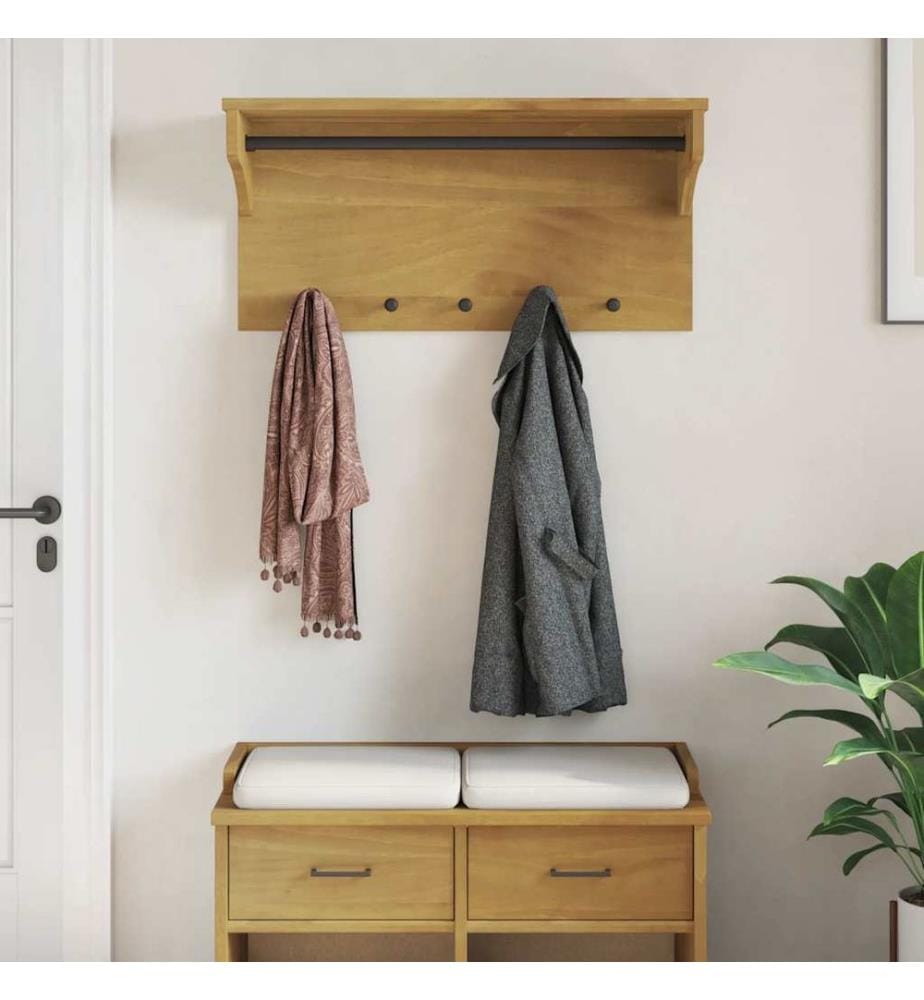 Porte-manteau mural SANDNES 87x30x42 cm bois massif pin