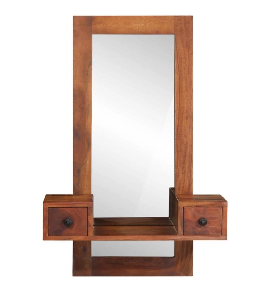 Miroir mural avec tiroirs 60x33x90 cm bois massif d'acacia