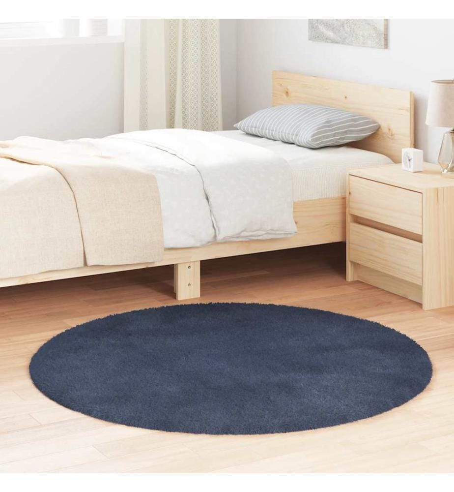Teppich Shaggy Hochflor NAVARRA Marineblau 120x120 cm Polyester