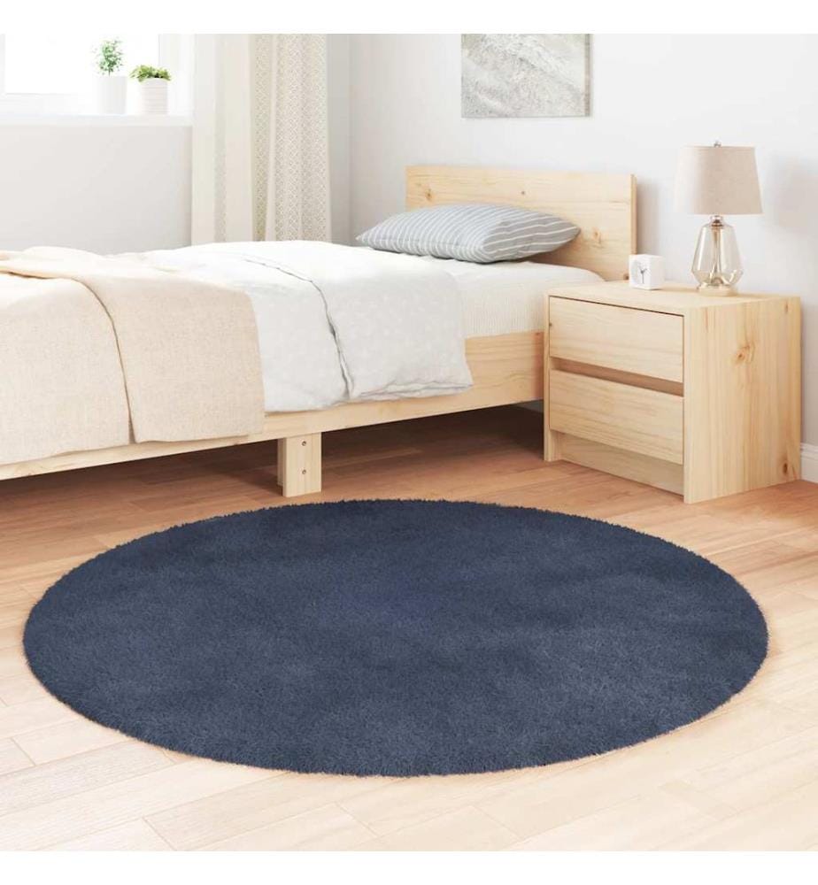 Teppich Shaggy Hochflor NAVARRA Marineblau 120x120 cm Polyester