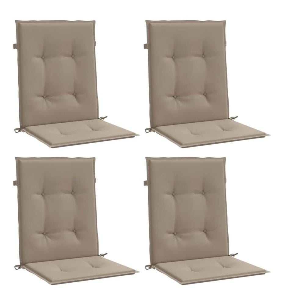Coussins de chaise de jardin à dossier bas lot de 4 taupe
