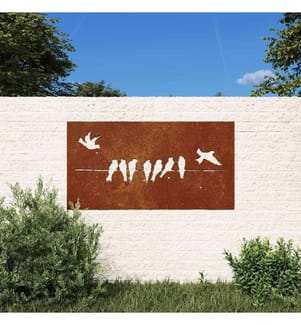 Garten-Wanddeko 105x55 cm Cortenstahl Vogel-Design