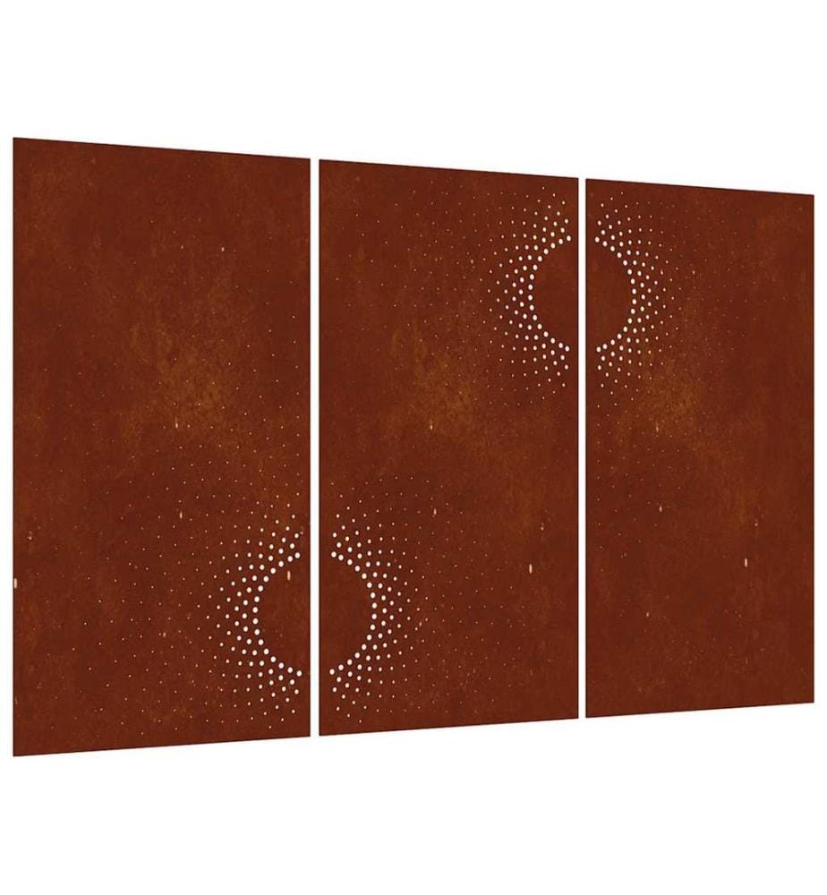 3-tlg. Garten-Wanddeko 105x55 cm Cortenstahl Sonnen-Design