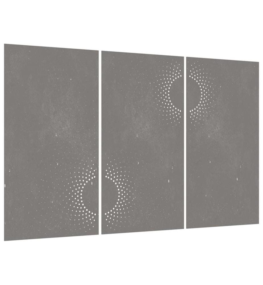 3-tlg. Garten-Wanddeko 105x55 cm Cortenstahl Sonnen-Design