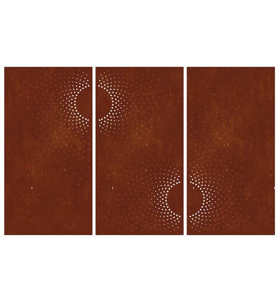 3-tlg. Garten-Wanddeko 105x55 cm Cortenstahl Sonnen-Design