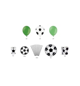 PARTYDECO - Kits de fête Football 6 pièces, noir-blanc/vert
